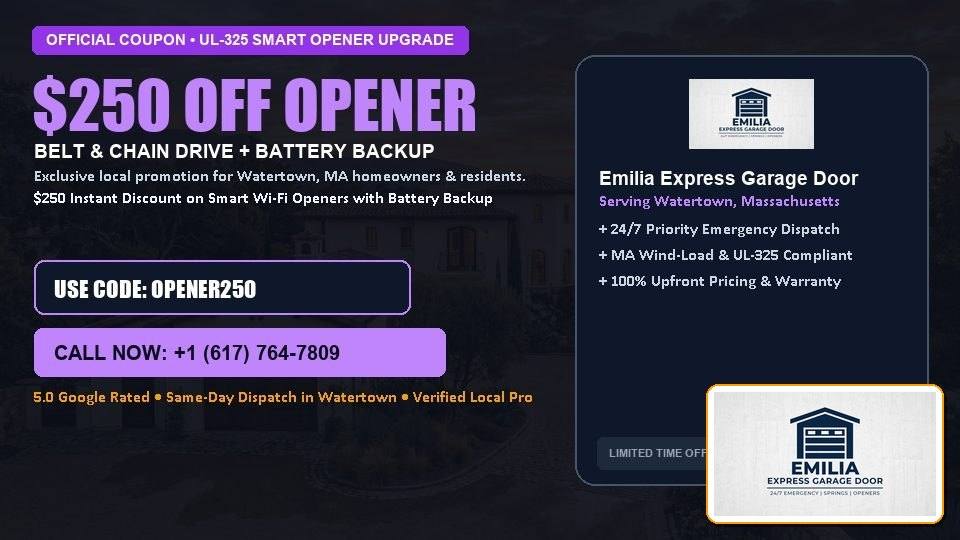 $250 OFF Smart Wi-Fi Garage Door Opener Installation in Watertown, MA - Emilia Express Garage Door