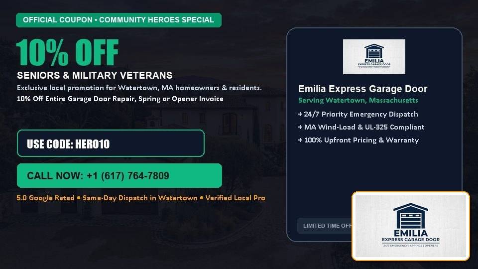 10% OFF Senior, Military & First Responder Discount in Watertown, MA - Emilia Express Garage Door